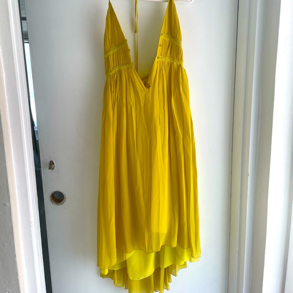 Yellow Maxi Spaghetti Strap High Low Dress